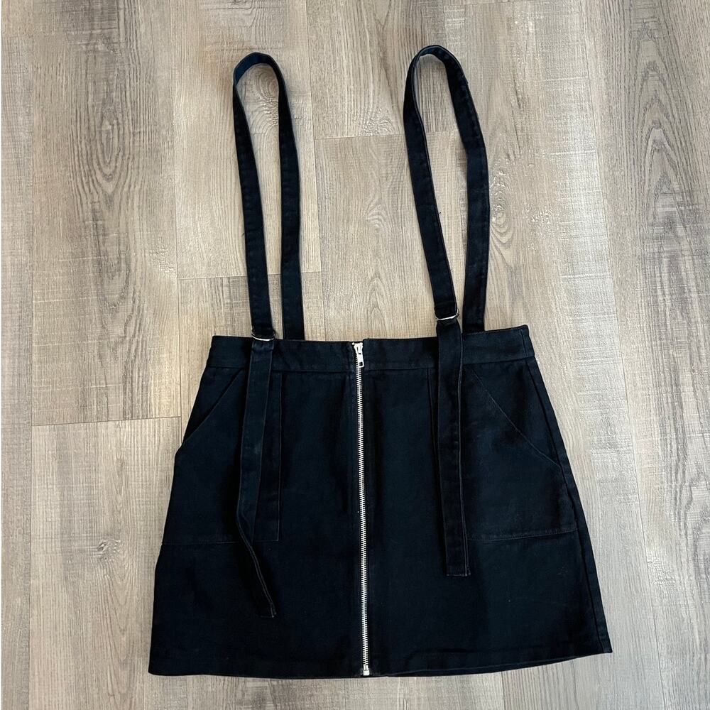 Whimsigoth Emo Dark Academia Zip Skirt w/ Suspenders
